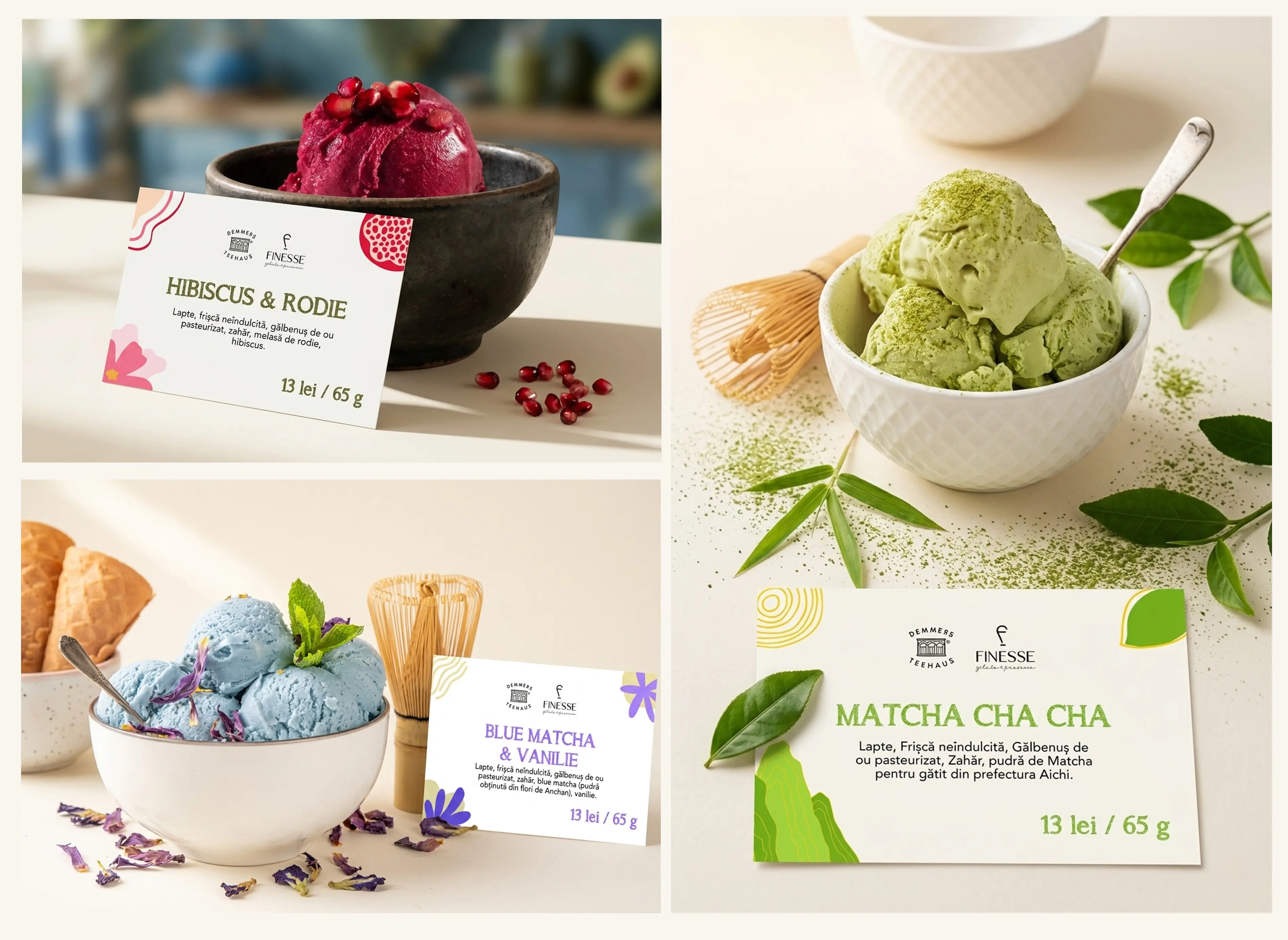 Demmers Teehaus — ingredient-driven ice cream display labels