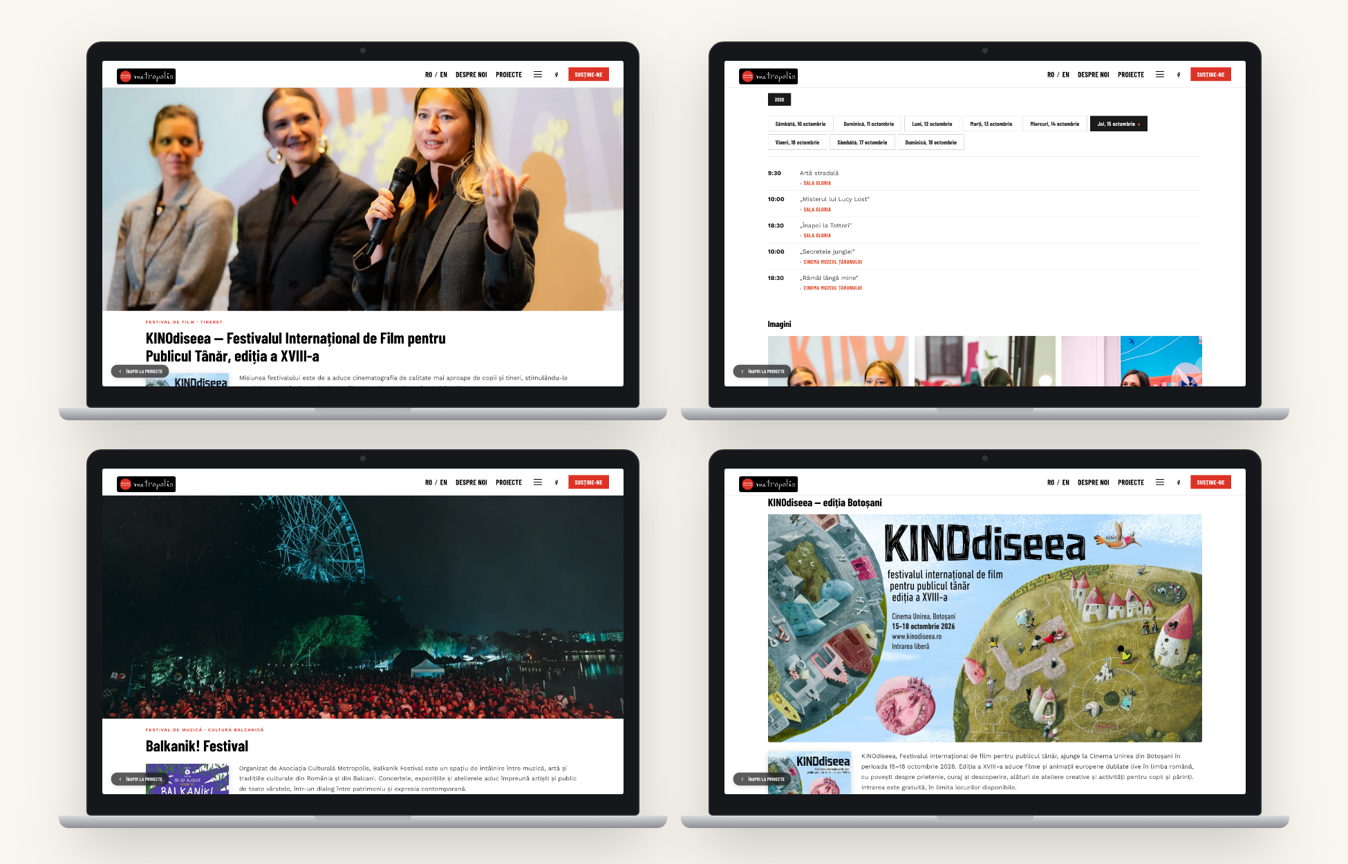 Asociația Culturală Metropolis: KINOdiseea project page, day-by-day programme, Balkanik! Festival page, KINOdiseea Botoșani edition