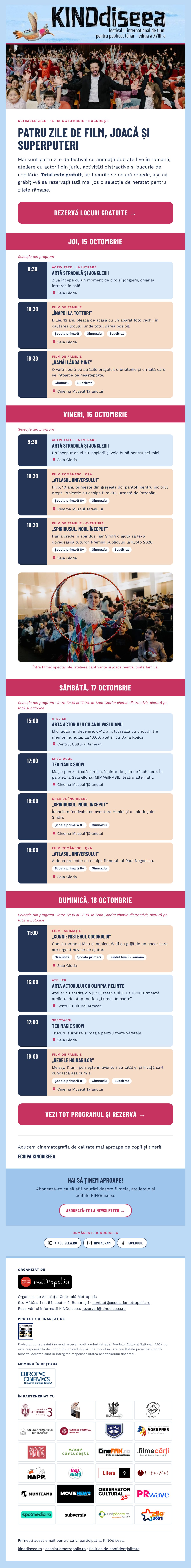 KINOdiseea newsletter: the final four festival days, with a day-by-day programme selection