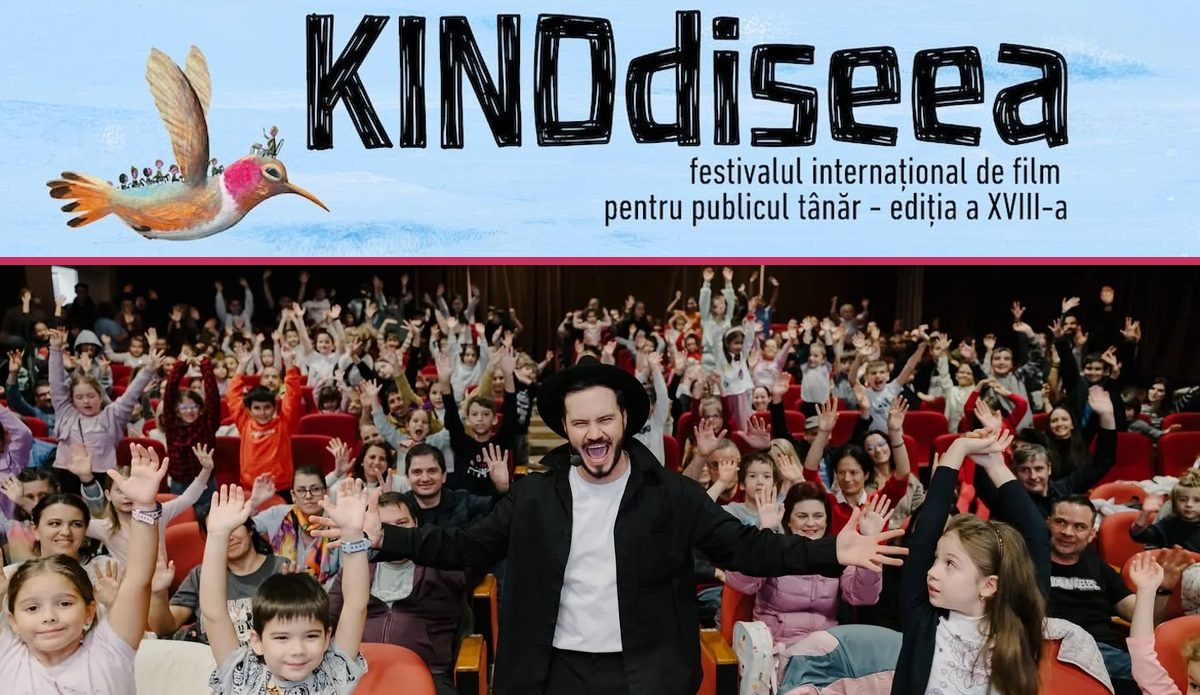 Sală plină de copii bucuroși la KINOdiseea, festivalul internațional de film pentru publicul tânăr